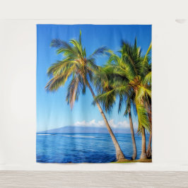 Tapiz Palmeras tropicales y Molokini desde Maui Hawaii