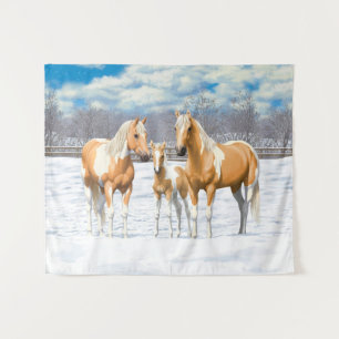 Tapiz Palomino Pintando Caballos En Nieve