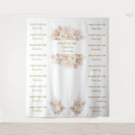 Tapiz Pampas Florales Blancas Paso y Repetir Bautizo Fon