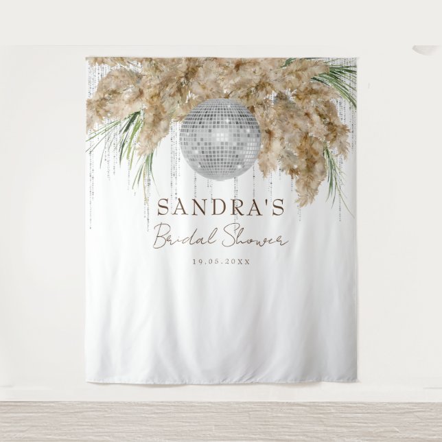 Tapiz Pampas Grass Disco Ball Bridal Shower (Anverso)