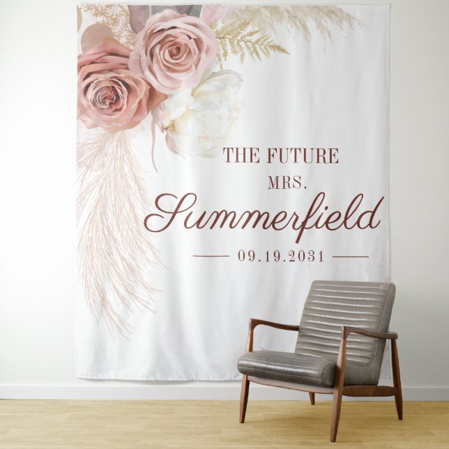 Tapiz Pampas Grass Tan Bridal Shower Fotografía de fondo (In situ)