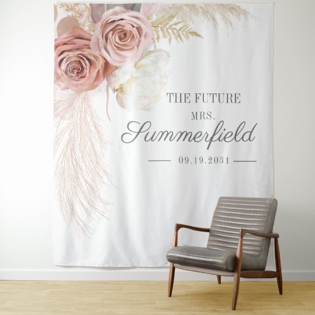 Tapiz Pampas Grass Tan Bridal Shower Photoboth (In situ)