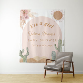 Tapiz Pancarta de baby shower del desierto para niña con