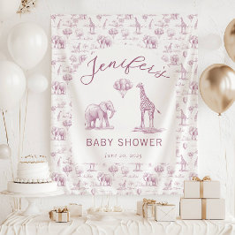 Tapiz Pancarta de Baby Shower del viejo Chica Rosa