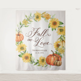 Tapiz Pancarta de boda Girasoles y Calabazas enamorados