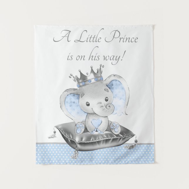 Tapiz Pancarta de Boy Elephant Baby Shower (Anverso)