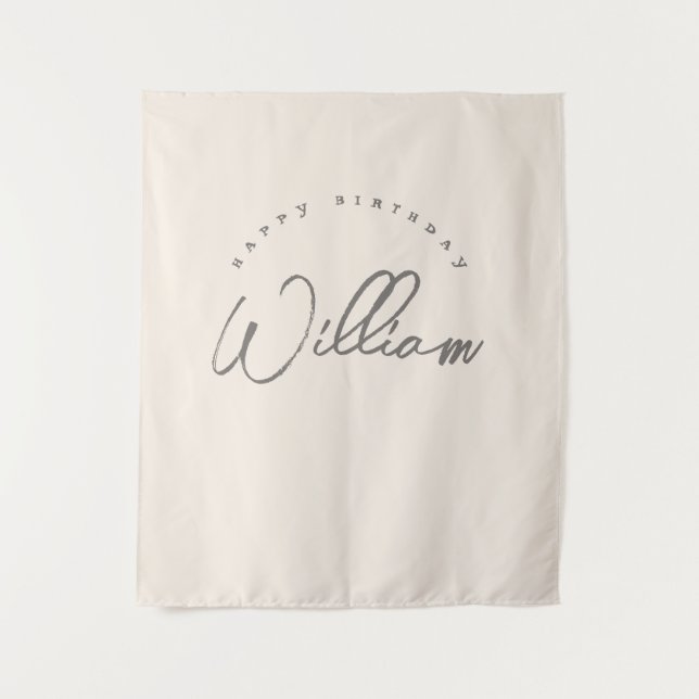 Tapiz Pancarta de cumpleaños neutral personalizada (Anverso)