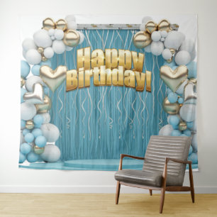 Tapiz Pancarta de Feliz Cumpleaños dorada para decorar p