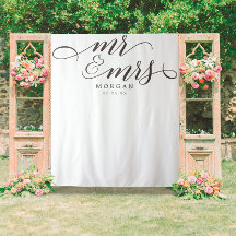 Pancarta de fondo de boda clásica Mr & Mrs