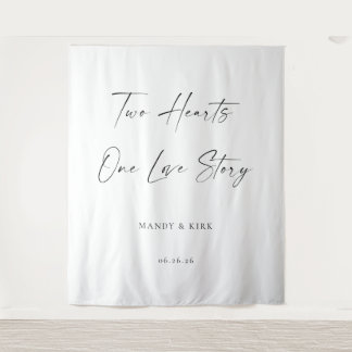 Tapiz Pancarta de fondo de boda Dos Corazones, Una Histo