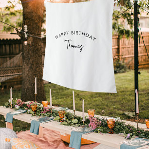 Tapiz Pancarta de fondo de hoja con nombre de cumpleaños