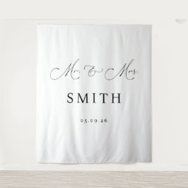 Tapiz Pancarta de fondo personalizada de boda para Sr. y
