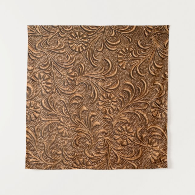 Tapiz panel floral grabado en relieve, cobre (Anverso)
