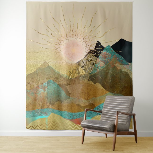 Tapiz Panorama de Montaña Metálica Gold Vista (In situ)