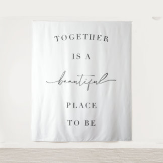 Tapiz Pañuelo de boda con pancarta de fondo de cita