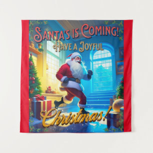 Tapiz ¡Papá Noel viene de la chimenea!