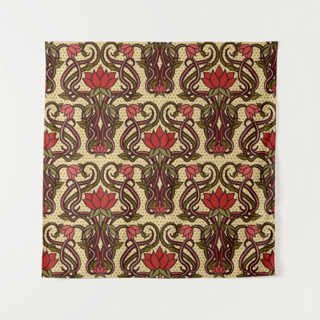 Tapiz Papel de flores de estilo Art Nouveau. (Anverso)