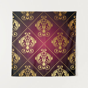 Tapiz Papel de fondo maroon Gold Ornament Vintage