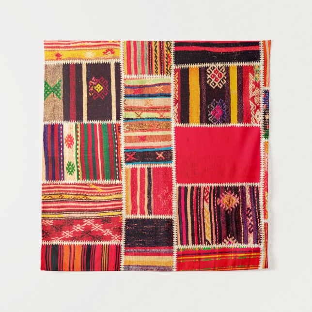 Tapiz Papel de moqueta turca hecho a mano. Patchwork pat (Anverso)