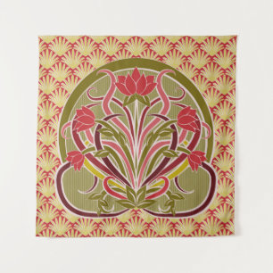 Tapiz Papel de paredes florales en estilo art nouveau, v