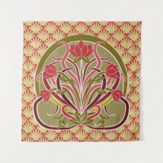 Tapiz Papel de paredes florales en estilo art nouveau, v