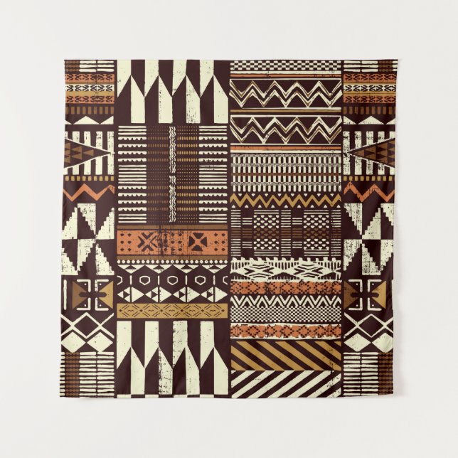 Tapiz Papel de tejido al estilo tribal africano, abstrac (Anverso)