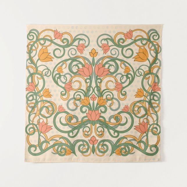 Tapiz Papel pintado floral al estilo de art nouveau, Ilu (Anverso)