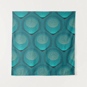 Tapiz Paquetes Peacock Estilizados Tile Azul