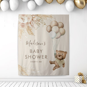 Tapiz para Baby Shower de Oso y Pasto de Pampas