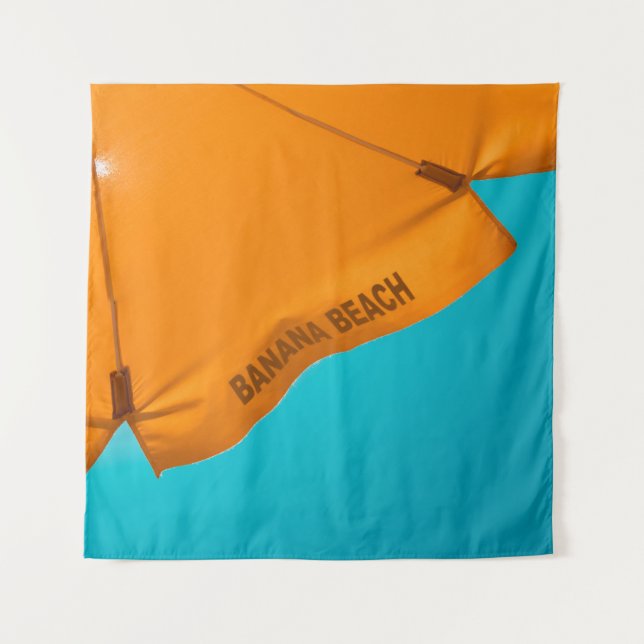 Tapiz paraguas imprimidos en la playa de plátano naranja (Anverso)