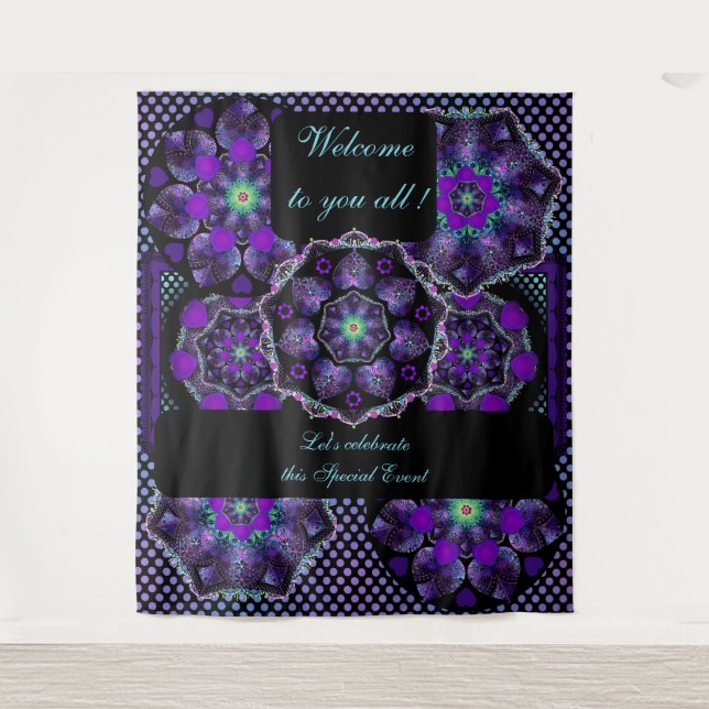 Tapiz Paraguas morados y corazones .7 (Anverso)