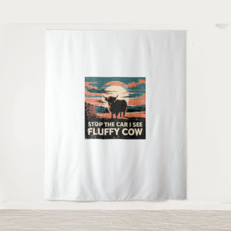 Tapiz Parar El Auto Ver Suns Fluffy Cow Highland Cow Far