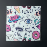 Tapiz Parche de Moda: Pegatinas de Pop Art.<br><div class="desc">Insignias para el parche de moda. Patrón inmaculado con pegatinas chicas rosados al estilo del arte pop, para textiles. Moda Textil de fondo gris moderno, impresiones, productos de papel, la Web. Chicas patrón Moda hacia adelante con pegatinas chicas rosados al estilo del arte pop! Pegatinas chicas rosados de moda al...</div>