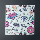 Tapiz Parche de Moda: Pegatinas de Pop Art.<br><div class="desc">Insignias para el parche de moda. Patrón inmaculado con pegatinas chicas rosados al estilo del arte pop, para textiles. Moda Textil de fondo gris moderno, impresiones, productos de papel, la Web. Chicas patrón Moda hacia adelante con pegatinas chicas rosados al estilo del arte pop! Pegatinas chicas rosados de moda al...</div>