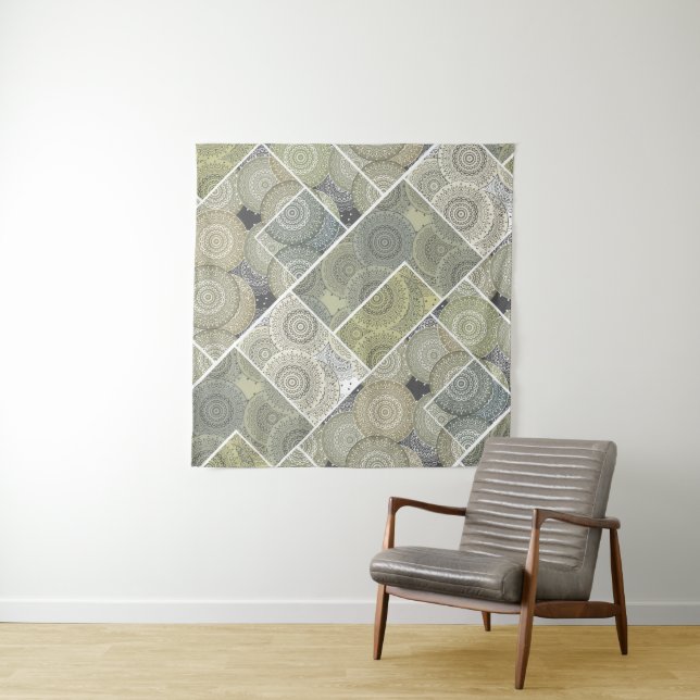 Tapiz Parche de tejido de cerámica círculos mandala parc (In situ (horizontal))