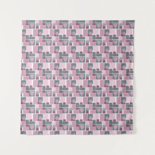 Tapiz Parcheado rosa gris marrón de parches cuadrados 