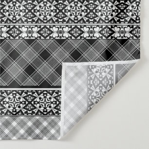 Tapiz Parches de rayas blancas y negras con encaje