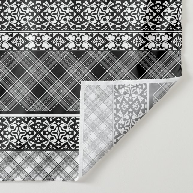 Tapiz Parches de rayas blancas y negras con encaje (Detalle)