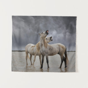 Tapiz Pare de sementales de caballo de Camargue, sur de 