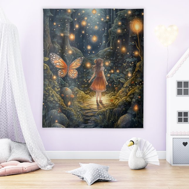 Tapiz Pared de arte de hadas mágicas o de sala de guarde (Magical Fairy Art Kids or Nursery Room Wall Tapestry
)