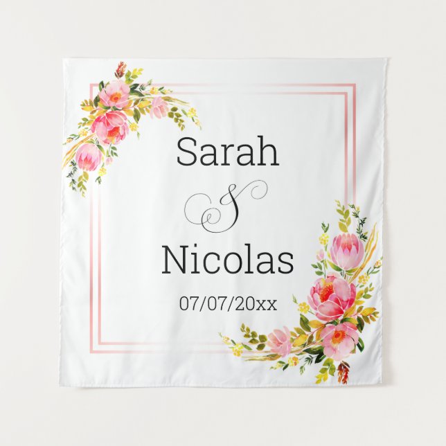 Tapiz Pared de ducha de boda personalizada (Anverso)