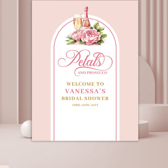 Tapiz Pared de fotos con elegantes pétalos de acuarela y (Elegant watercolor petals and prosecco photo wall)