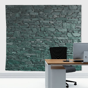 Tapiz Pared de ladrillo de pizarras de piedra verde de b