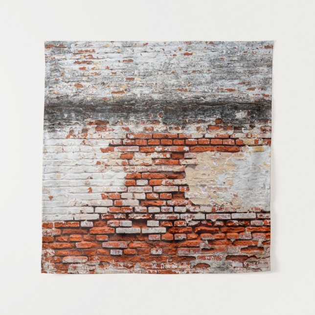 Tapiz  pared de ladrillo en la carretera abandonada, abs (Anverso)