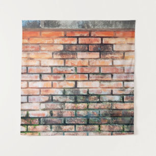 Tapiz Pared de ladrillo rojo con stainsabstract, envejec