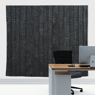 Tapiz Pared de madera negra carbonizada Shou Sugi Ban ja