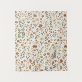 Tapiz Pared de tonos terrosos florales botánicos de flor
