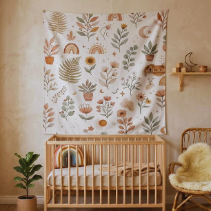 Tapiz Pared de vivero botánico arcoíris terroso boho