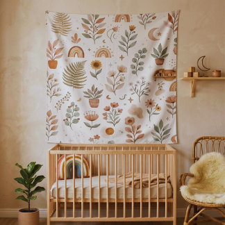 Tapiz Pared de vivero botánico arcoíris terroso boho