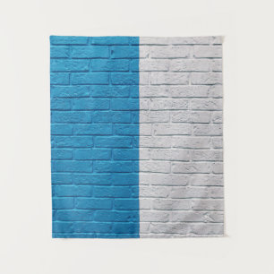 Tapiz Pared pintada de azul y blanco